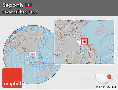 Gray Location Map of Seponh, highlighted parent region, hill shading