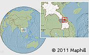 Savanna Style Location Map of Seponh, highlighted country, highlighted parent region, hill shading