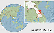 Savanna Style Location Map of Seponh, highlighted country, hill shading