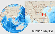 Shaded Relief Location Map of Seponh, within the entire country