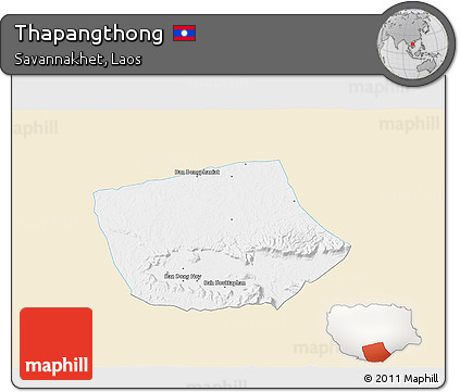 Classic Style 3D Map of Thapangthong, single color outside