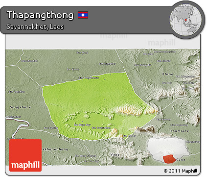 Physical 3D Map of Thapangthong, semi-desaturated