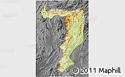 Physical 3D Map of Sayabouri, darken, desaturated