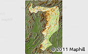 Physical 3D Map of Sayabouri, darken