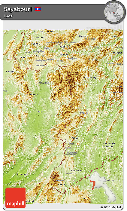 Physical 3D Map of Sayabouri