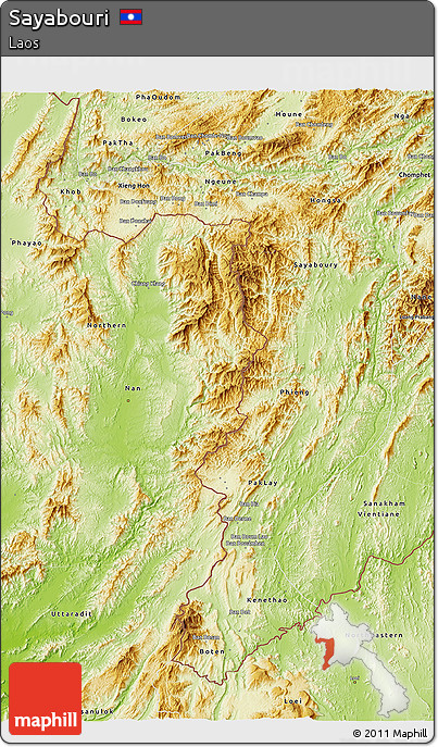 Physical 3D Map of Sayabouri
