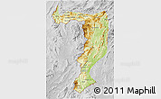 Physical 3D Map of Sayabouri, lighten, desaturated