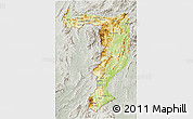 Physical 3D Map of Sayabouri, lighten, semi-desaturated