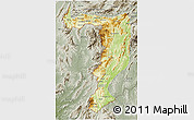 Physical 3D Map of Sayabouri, semi-desaturated