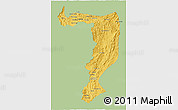 Savanna Style 3D Map of Sayabouri, single color outside