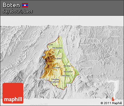 Physical 3D Map of Boten, lighten, desaturated