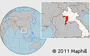 Gray Location Map of Sayabouri, highlighted country, hill shading