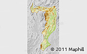Physical Map of Sayabouri, lighten, desaturated