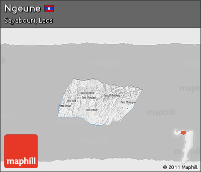Gray 3D Map of Ngeune, single color outside