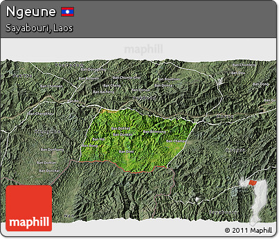 Satellite 3D Map of Ngeune, semi-desaturated