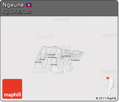 Silver Style 3D Map of Ngeune, single color outside