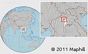 Gray Location Map of Ngeune, highlighted parent region, hill shading