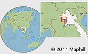 Savanna Style Location Map of Ngeune, highlighted country, highlighted parent region