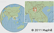 Savanna Style Location Map of Ngeune, highlighted parent region, within the entire country, hill shading