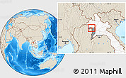Shaded Relief Location Map of Ngeune, highlighted country, highlighted parent region
