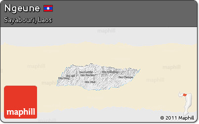 Classic Style Panoramic Map of Ngeune, single color outside