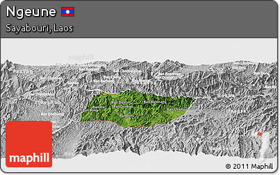 Satellite Panoramic Map of Ngeune, lighten, desaturated