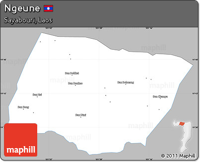 Gray Simple Map of Ngeune, single color outside