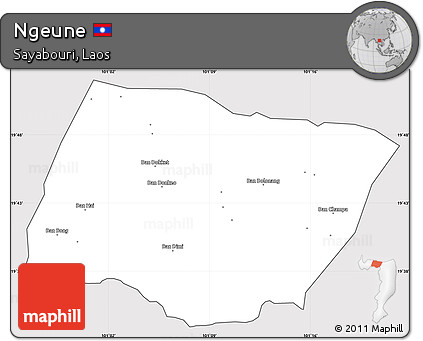 Silver Style Simple Map of Ngeune, cropped outside