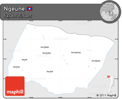 Silver Style Simple Map of Ngeune, single color outside