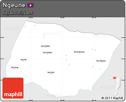 Silver Style Simple Map of Ngeune, single color outside