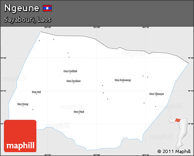 Silver Style Simple Map of Ngeune, single color outside