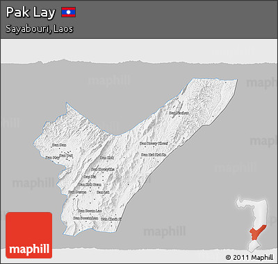 Gray 3D Map of Pak Lay, single color outside