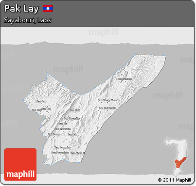 Gray 3D Map of Pak Lay, single color outside
