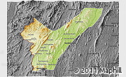 Physical 3D Map of Pak Lay, darken, desaturated