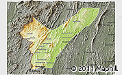 Physical 3D Map of Pak Lay, darken, semi-desaturated