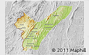 Physical 3D Map of Pak Lay, lighten, desaturated