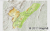 Physical 3D Map of Pak Lay, lighten, semi-desaturated