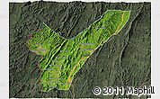 Satellite 3D Map of Pak Lay, darken, semi-desaturated