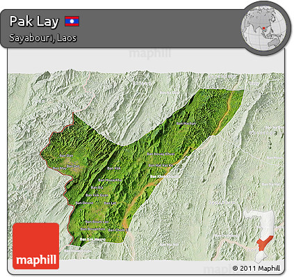 Satellite 3D Map of Pak Lay, lighten