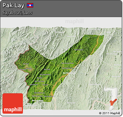 Satellite 3D Map of Pak Lay, lighten