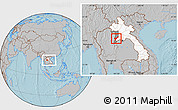 Gray Location Map of Pak Lay, highlighted country, highlighted parent region, within the entire country, hill shading