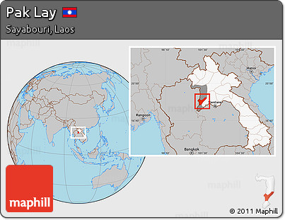 Gray Location Map of Pak Lay, highlighted country, highlighted parent region
