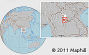 Gray Location Map of Pak Lay, highlighted parent region, hill shading