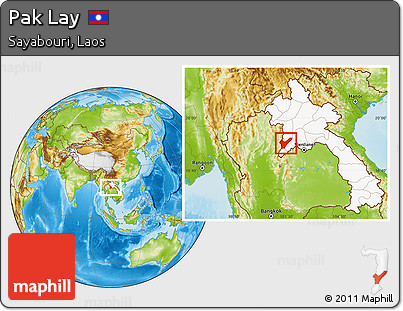 Physical Location Map of Pak Lay, highlighted country