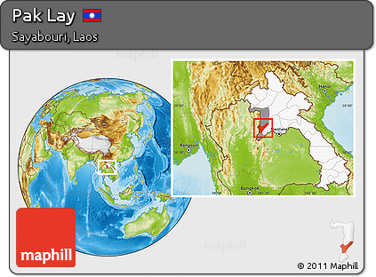 Physical Location Map of Pak Lay, highlighted country, highlighted parent region