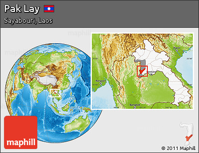 Physical Location Map of Pak Lay, highlighted country, highlighted parent region