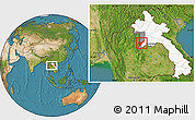 Satellite Location Map of Pak Lay, highlighted country, highlighted parent region