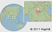 Savanna Style Location Map of Pak Lay, highlighted parent region, hill shading