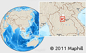 Shaded Relief Location Map of Pak Lay, highlighted parent region