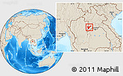 Shaded Relief Location Map of Pak Lay